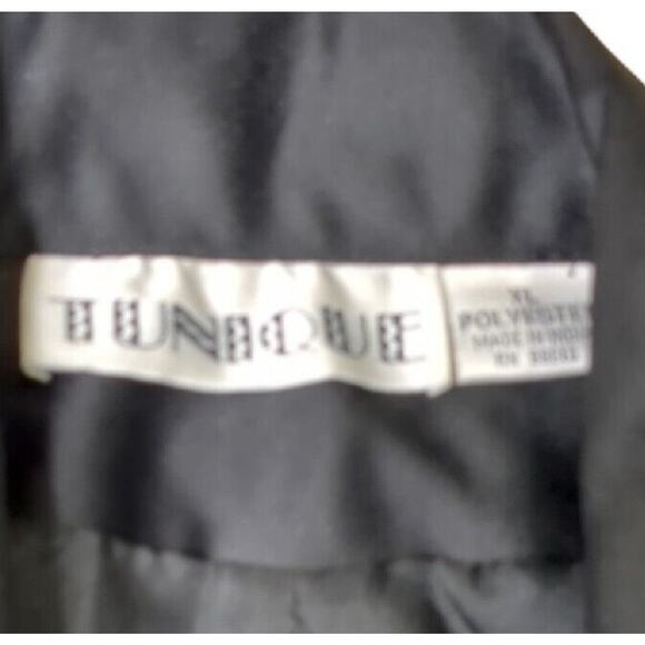 Vintage Tunique Women's Jacket Satin Embroidered Palm Trees Black Size XL - Picture 3 of 6